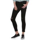 Juniors' Mudd&reg; Destressed Ankle Skinny Jeans, Teens, Size: 0, Grey (charcoal)