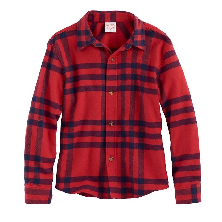 Boys 4-10 Jumping Beans&reg; Flannel Plaid Button-down Shirt, Size: 4, Red