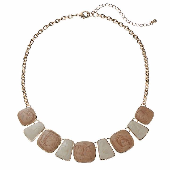 Geometric Swirl Inlay Necklace, Women's, Brown