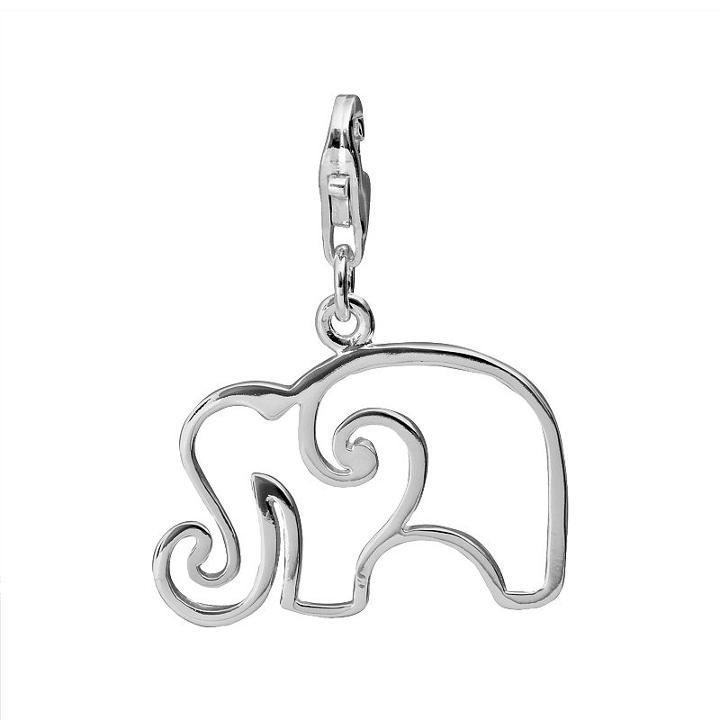 Personal Charm Sterling Silver Openwork Elephant Charm, Women's, Grey