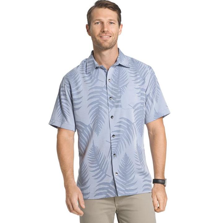 Big & Tall Van Heusen Classic-fit Textured Leaf Jacquard Button-down Shirt, Men's, Size: L Tall, Brt Blue