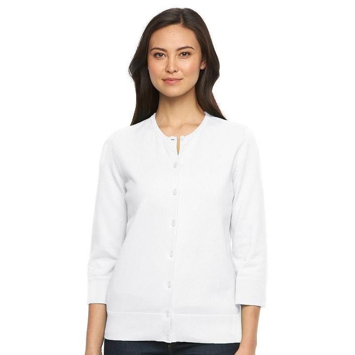 Women's Croft & Barrow&reg; Essential Cardigan, Size: Large, White