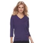 Women's Croft & Barrow&reg; V-neck Jersey Sweater, Size: Xl, Purple