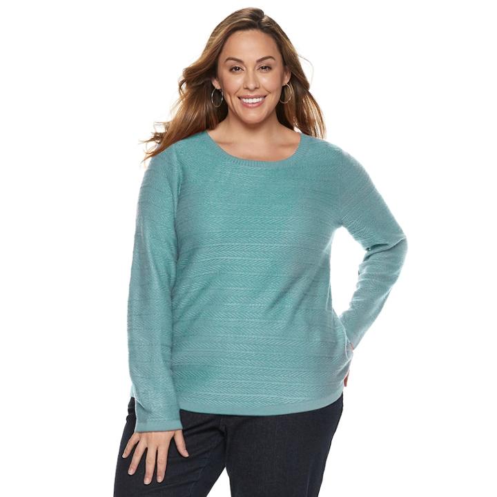 Plus Size Croft & Barrow&reg; Curved Hem Sweater, Women's, Size: 3xl, Med Blue