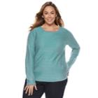 Plus Size Croft & Barrow&reg; Curved Hem Sweater, Women's, Size: 3xl, Med Blue