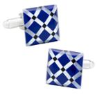 Mother-of-pearl Diamond Cuff Links, Men's, Blue