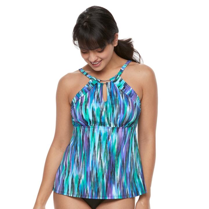 Women's Trimshaper Aria Bust Minimizer High-neck Tankini Top, Size: 10, Purple