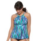 Women's Trimshaper Aria Bust Minimizer High-neck Tankini Top, Size: 10, Purple