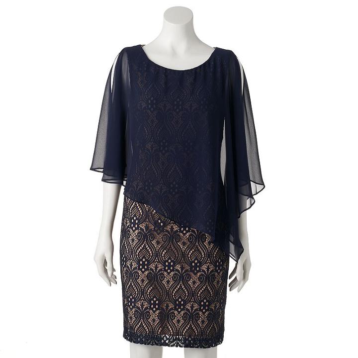 Women's Connected Apparel Lace Asymmetrical Popover Dress, Size: 10, Dark Brown