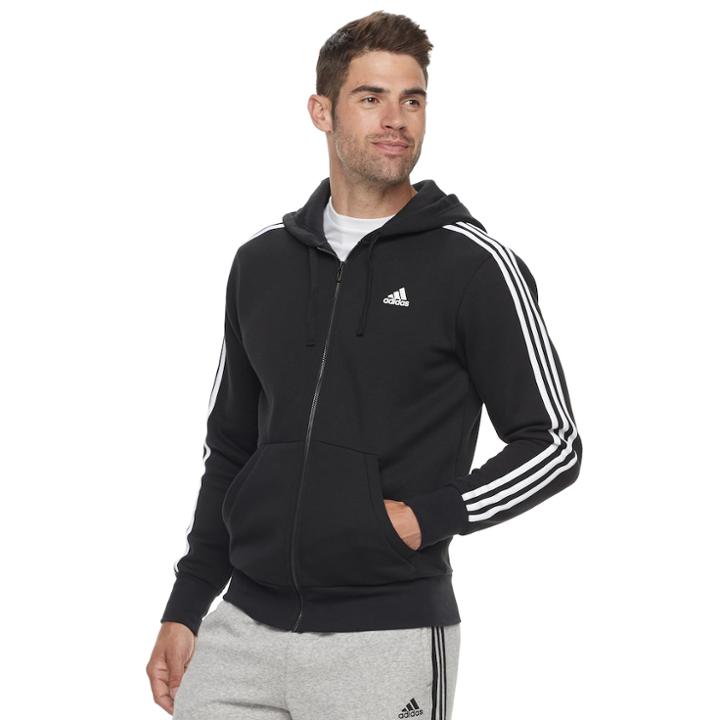 Men's Adidas Full-zip Fleece Hoodie, Size: Xxl, Black