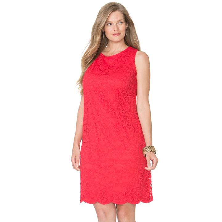 Plus Size Chaps Lace Shift Dress, Women's, Size: 22 W, Red