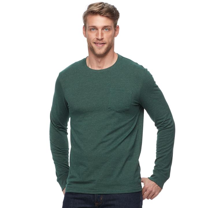Men's Sonoma Goods For Life&trade; Flexwear Pocket Tee, Size: Small, Dark Green