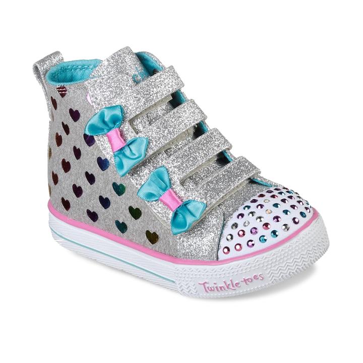 Skechers Twinkle Toes Shuffle Lite Fancy Flutters Toddler Girls' Light Up High Top Shoes, Size: 8 T, White