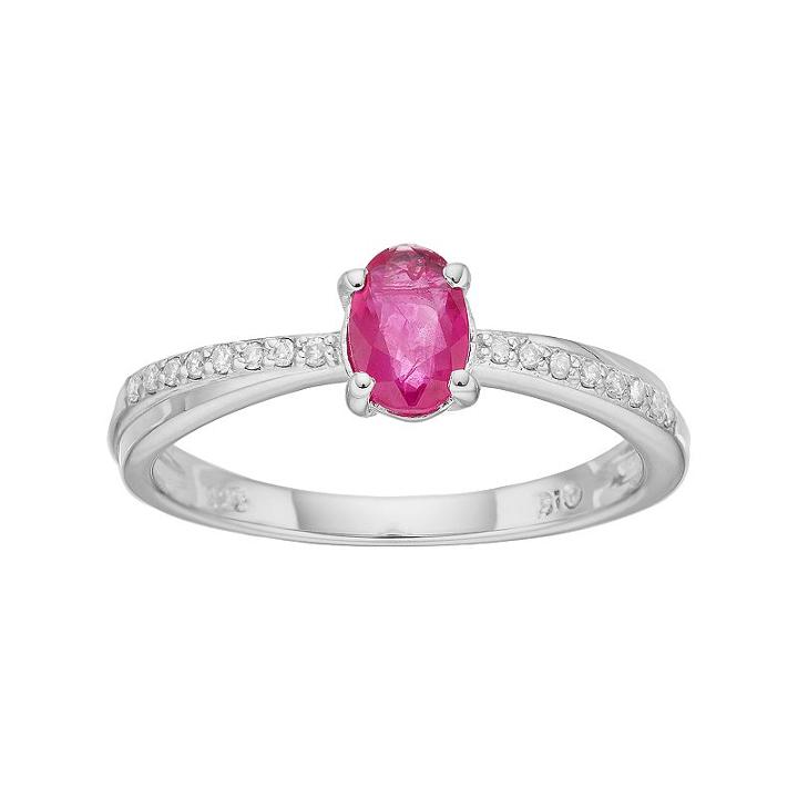 Sterling Silver Ruby & Diamond Accent Ring, Women's, Size: 7, Red