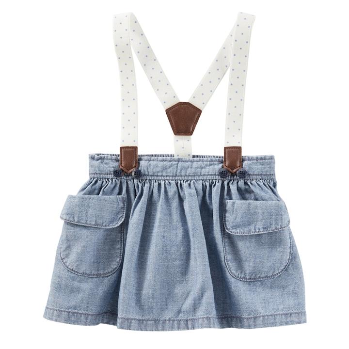 Baby Girl Oshkosh B'gosh&reg; Suspender Chambray Skirt, Size: 0-3 Months, Blue