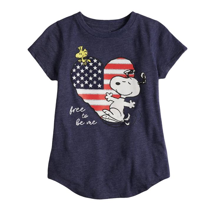 Girls 4-10 Jumping Beans&reg; Peanuts Snoopy  Free To Be Me Tee, Size: 7, Med Blue