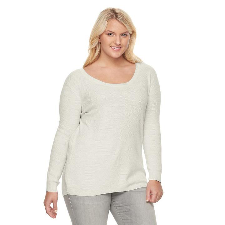 Juniors' Plus Size So&reg; Perfectly Soft Pullover Sweater, Girl's, Size: 1xl, White