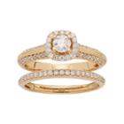 14k Gold 1 Carat T.w. Igl Certified Diamond Halo Engagement Ring Set, Women's, Size: 6.50, Yellow