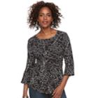 Women's Apt. 9&reg; Printed Bell Sleeve Top, Size: Xxl, Black