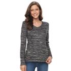 Women's Croft & Barrow&reg; Classic Long Sleeve V-neck Tee, Size: Medium, Oxford
