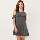 Women's Lc Lauren Conrad Cold-shoulder Ruffle Swing Dress, Size: Small, Black