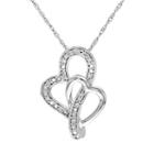 Diamond Accent 10k White Gold Double Heart Pendant Necklace, Women's, Size: 17