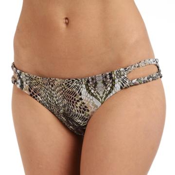 Women's Cyn And Luca Python Scoop Bikini Bottoms, Size: Medium, Med Brown