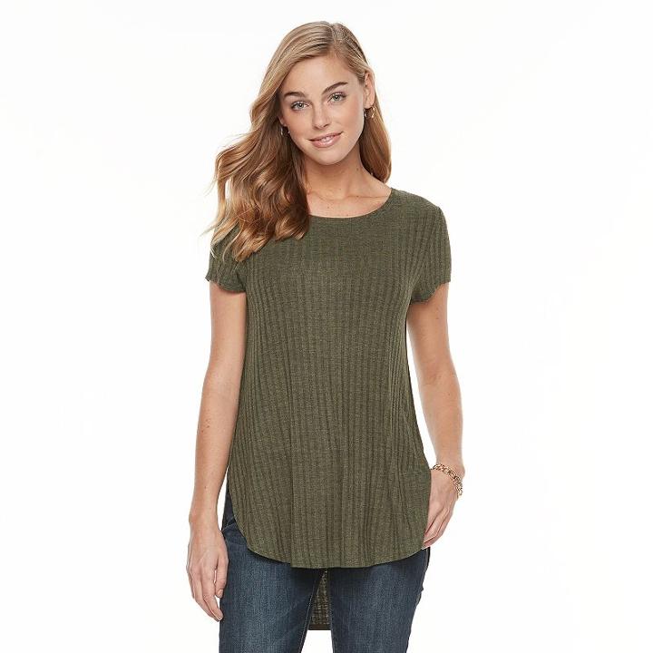 Women's Apt. 9&reg; Ribbed Tee, Size: Large, Med Green