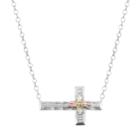 Black Hills Gold Four Tone Leaf Sideways Cross Necklace In Sterling Silver, Women's, Size: 18