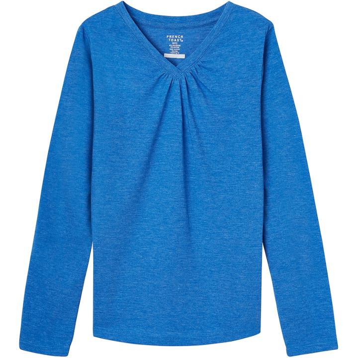 Girls 7-16 & Plus Size French Toast Long Sleeve V-neck Tee, Size: 7-8, Dark Blue