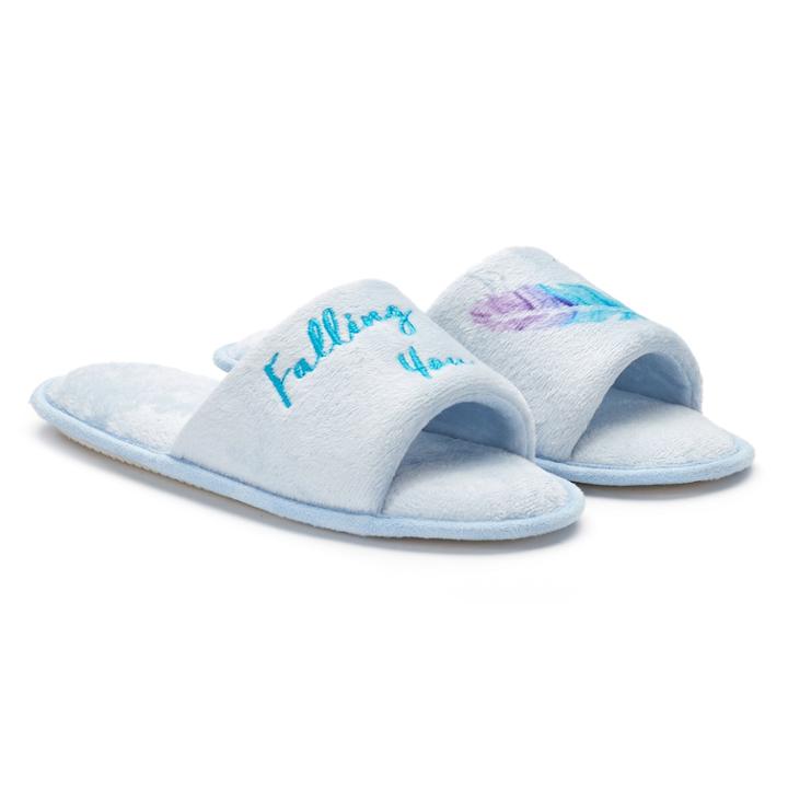 Women's Love This Life Embroidered Slide Slippers, Size: Large, Light Blue