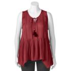 Juniors' Plus Size Mudd&reg; Flounce Tassel Tank, Girl's, Size: 1xl, Med Red