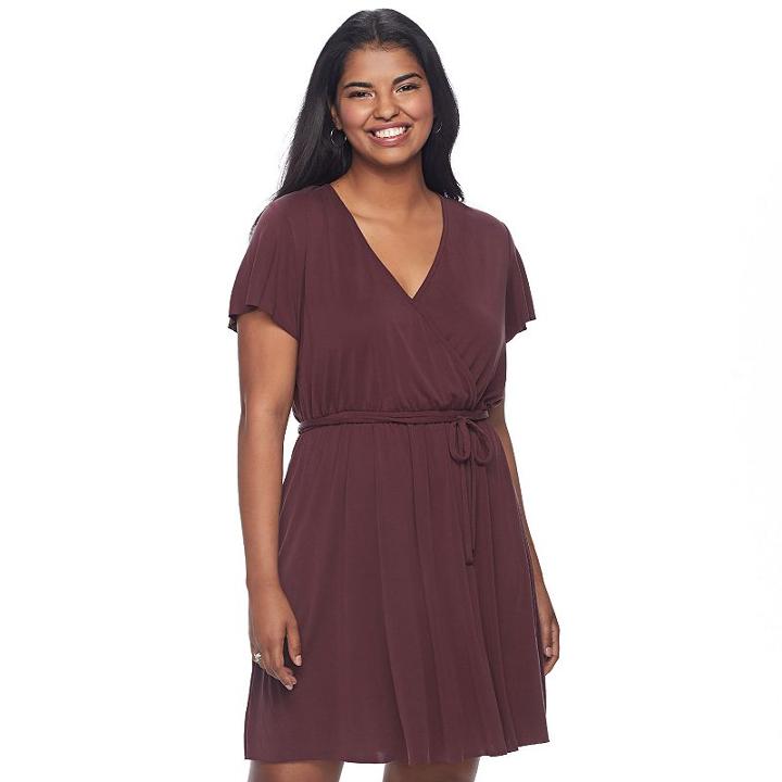 Juniors' Plus Size Mudd&reg; Faux-wrap Dress, Teens, Size: 1xl, Purple