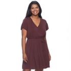 Juniors' Plus Size Mudd&reg; Faux-wrap Dress, Teens, Size: 1xl, Purple