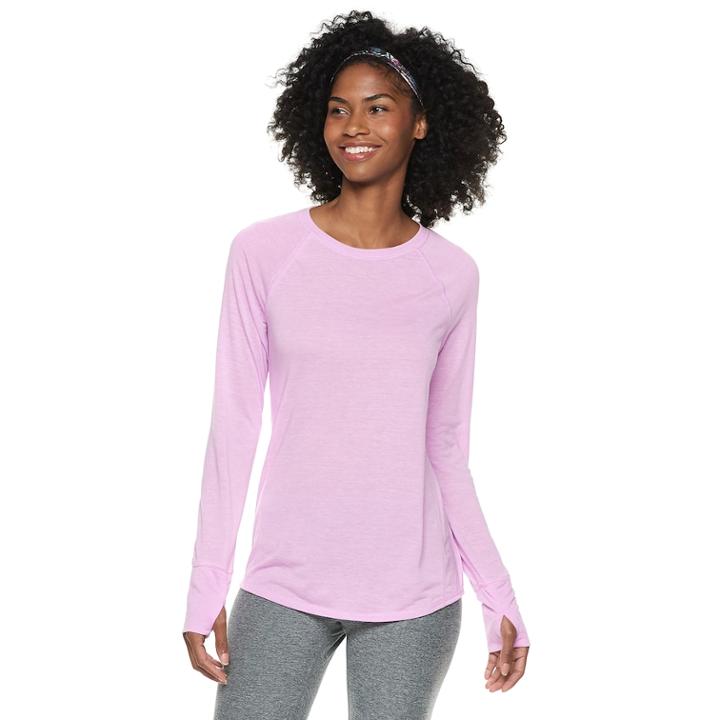 Women's Tek Gear&reg; Raglan Long Sleeve Tee, Size: Small, Med Purple