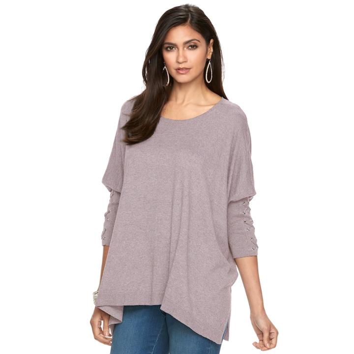 Women's Jennifer Lopez Lace-up Dolman Caftan Sweater, Size: S/m, Brt Purple