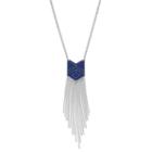 Chaps Long Blue Geometric Fringe Necklace, Women's, Navy