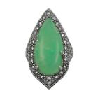 Lavish By Tjm Sterling Silver Chrysoprase Filigree Ring - Made With Swarovski Marcasite, Women's, Size: 8, Green