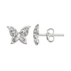 Charming Girl Sterling Silver Crystal Butterfly Stud Earrings - Made With Swarovski Crystals - Kids, White