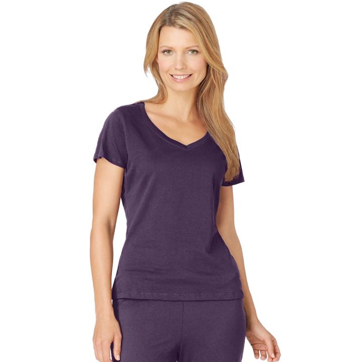 Women's Jockey Pajamas: Modern Cotton Pajama Tee, Size: Medium, Drk Purple