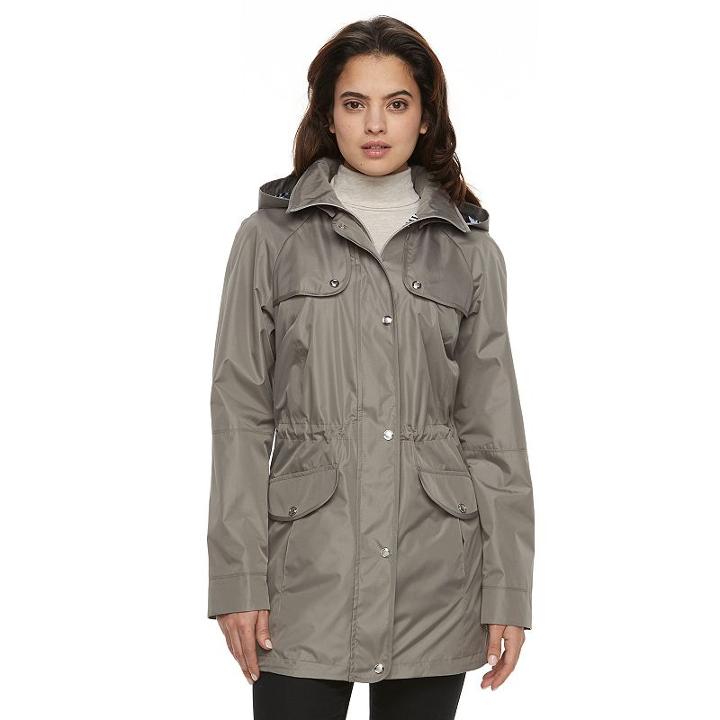 Women's Croft & Barrow&reg; Hooded Drawstring Anorak Jacket, Size: Medium, Green Oth