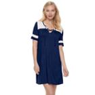 Juniors' Love, Fire Lace-up Varsity T-shirt Dress, Teens, Size: Small, Blue (navy)
