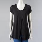 Women's Simply Vera Vera Wang Simply Separates Split-front Tee, Size: Small, Black