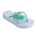 Girls 4-16 Chiffon Flower Wedge Flip Flops, Girl's, Size: 12/13, Natural