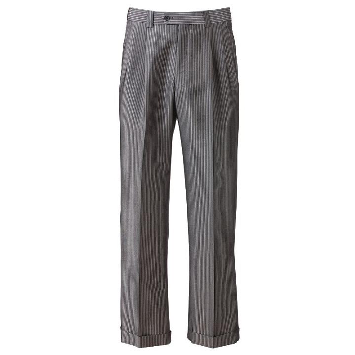 Men's Steve Harvey Striped Double-pleated Gray Suit Pants, Size: 33x30, Grey