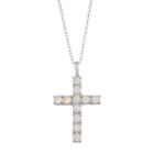 Sterling Silver Lab-created Opal Cross Pendant, Women's, Size: 18, White