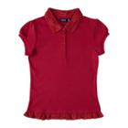 Girls 4-16 Chaps School Uniform Lace Ruffle Polo, Girl's, Size: 6, Red Other