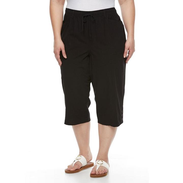 Plus Size Gloria Vanderbilt Jade Buttoned Capris, Women's, Size: 1xl, Black