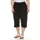 Plus Size Gloria Vanderbilt Jade Buttoned Capris, Women's, Size: 1xl, Black
