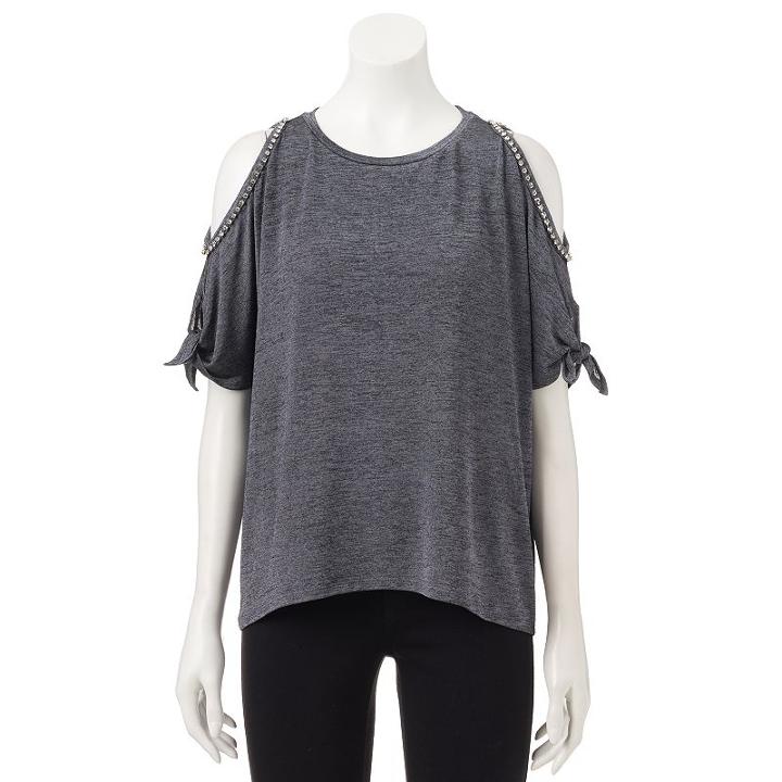 Women's Juicy Couture Embellished Cold-shoulder Top, Size: Medium, Med Grey